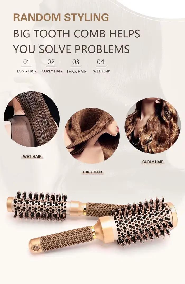 Brosse à cheveux à baril thermique ionique pour femmes