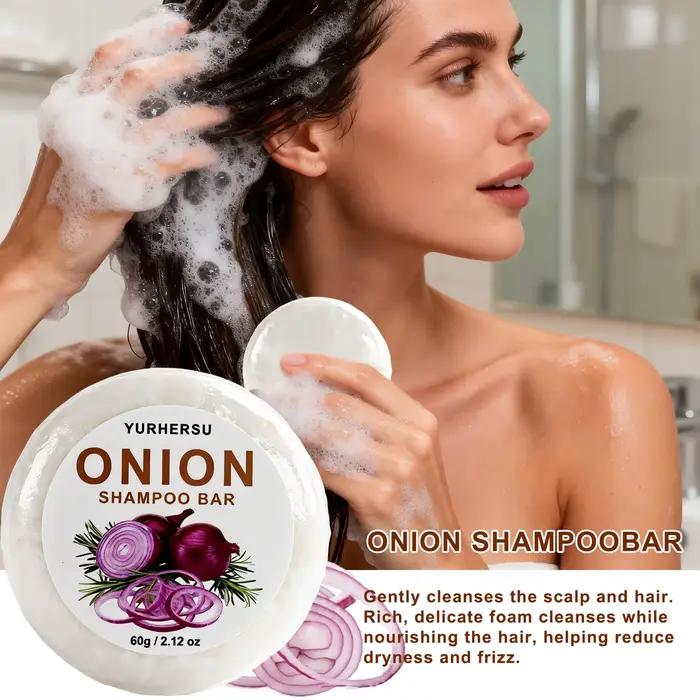 Shampooing Solide Vegan à l'Oignon Soin Capillaire Naturel Anti-Pelliculaire Contrôle du Sébum Réparation des Pointes