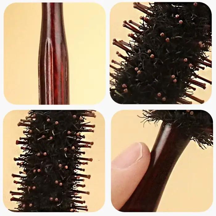 Brosse à cheveux en poils de sanglier anti-leges
