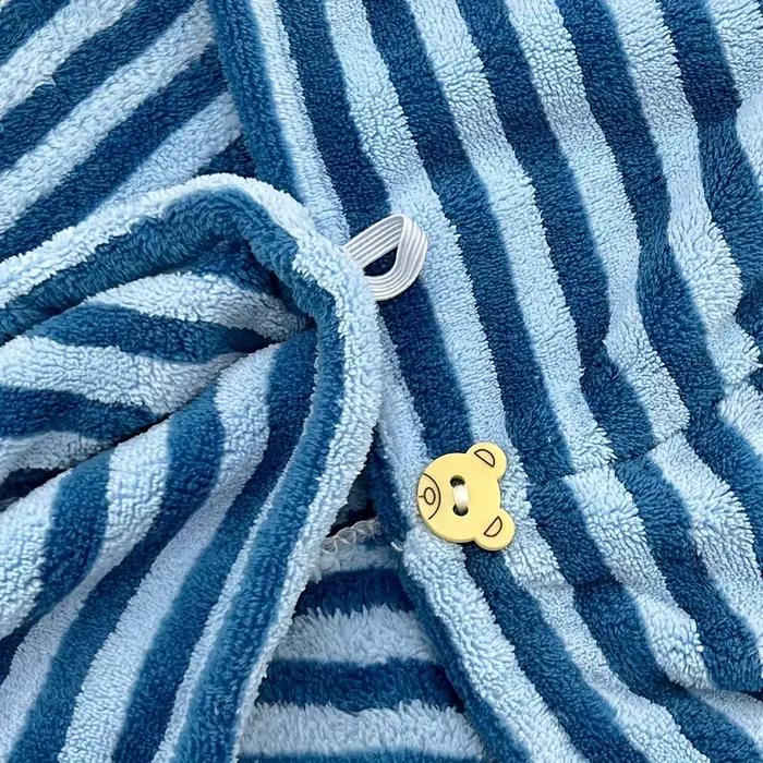 Serviette sèche pour cheveux en microfibre rayée