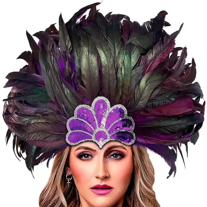 Hotselling carnaval fête plume bandeaux pour femmes Cosplay spectacle de danse coiffure indien