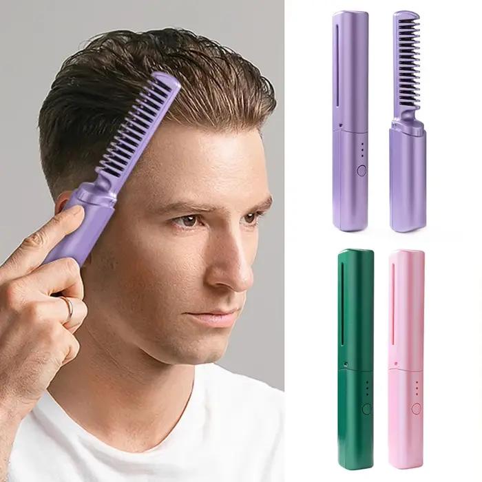 Brosse à lisser les cheveux 3 niveaux 60s Anti-brûlure chaleur sans fil peigne chaud Rechargeable 4000mAh batterie