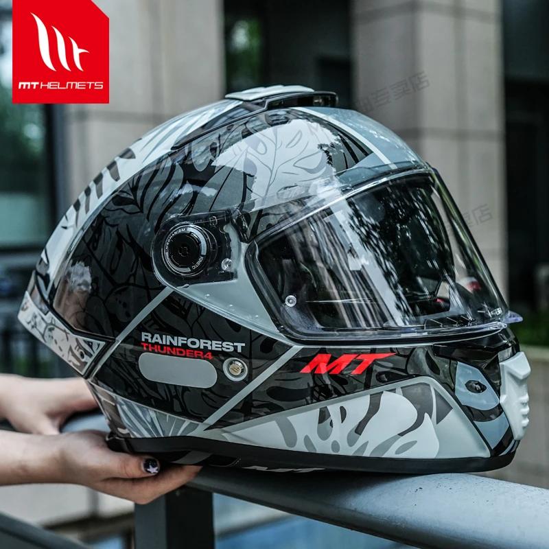MTHELMETS casque de Moto MT Thunder 4 SV casque intégral hommes femmes double lentille grande aile arrière casques de course Cascos Para Moto