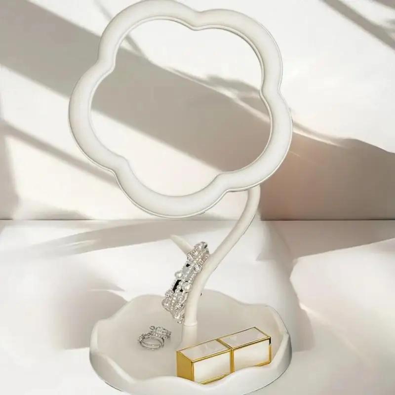 Miroir avec plateau à accessoires Miroir en forme de fleur de vanité de beauté ; Maquillage une pièce